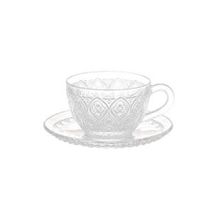 ダルトン(Dulton) 食器 グラスカップ&ソーサー フィオーレ クリア 160ml GLASS CUP & SAUCER ''FIORE''｜sapphire98