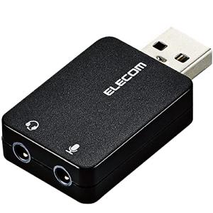 エレコム USBオーディオ変換アダプタ φ3.5mm USB to ステレオミニジャック 3極 4極 対応 ノイズ解消 直挿しタイプ ブラック｜sapphire98