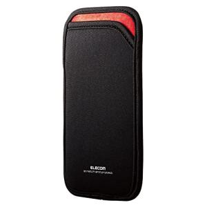 エレコム スマホポーチ 1台収納 Lサイズ スリップインタイプ 背面ポケット付 iPhone、AQUOS、Galaxy、Xperia ブラック