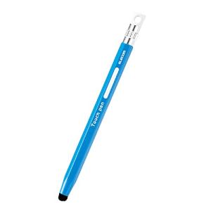 エレコム タッチペン 六角鉛筆型 子ども向け ストラップホール付き 超感度タイプ (スマホ/タブレット 対応) ペン先交換可能 ブルー P-TP｜sapphire98