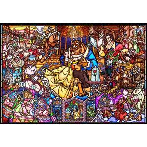 500ピース ジグソーパズル 美女と野獣 ストーリー ステンドグラス ぎゅっとシリーズ ステンドアート (25x36cm)｜sapphire98