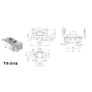 実装タクトスイッチ2足・白 3.5mm×7mm...の詳細画像1