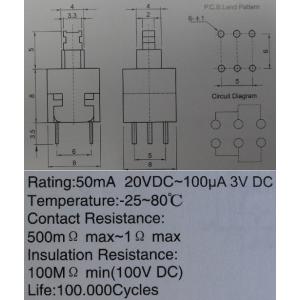オルタネイトプッシュ電源スイッチ 6本足(2s...の詳細画像1