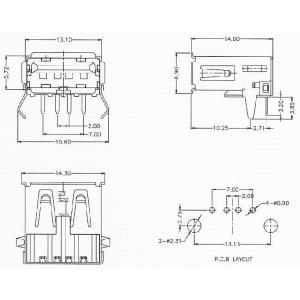 USBコネクタAタイプ(白ベロ)基板側 1口 ...の詳細画像1