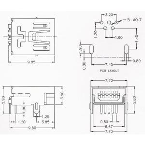 USBコネクタミニ 5ピン ピン差込タイプ 2...の詳細画像1