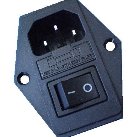 AC100V電源用ソケットヒューズホルダー付（ヒューズは付属なし　本体1+予備1）1回路1接点スイッ...