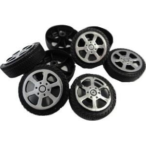 φ28mm×幅8.5mm　穴2mm　工作用プラスチックタイヤ　8個入　＜tai-004＞