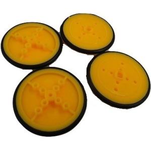 φ40×幅3×専用モーター用穴　黄色ギアードモーター用タイヤE　工作用タイヤ　4個入　＜tai-010＞