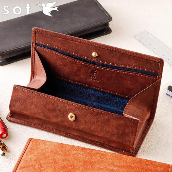 sot BOX型 ペンケース 大容量 プエブロレザー 革 レザー 本革 メンズ レディース 日本製 ...