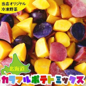 北海道ナチュラルポテトミックス　冷凍 じゃがいも　フライドポテト　野菜　600ｇ　お取り寄せ　カラフルポテト　ポイント消化