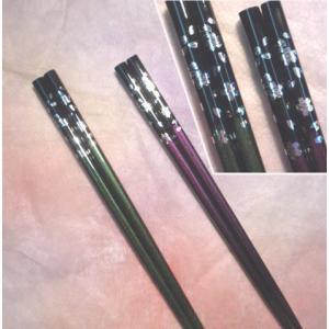 名入れお箸（若狭塗り）銀桜花