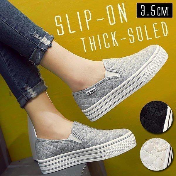 ！春新作 シューズ レディース 靴 厚底3.5cm キルティング スリッポン スニーカー