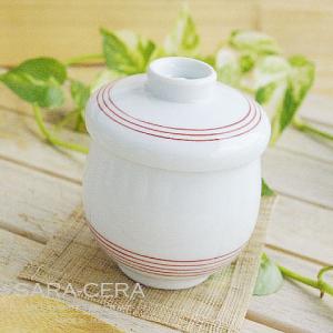 《在庫品》茶碗蒸し 器 波佐見焼 錦筋朱色 茶碗蒸し碗 スープポット モダン(お取り寄せ商品 欠品時約1ヶ月程度)｜sara-cera-y