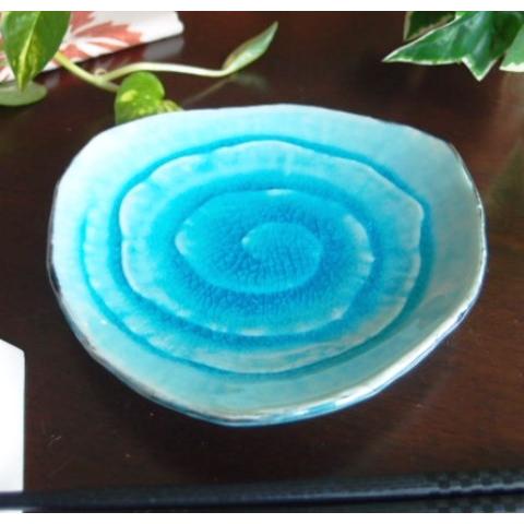 《在庫品》小皿 取り皿 和食器 トルコブルー スカイブルー 三角お取り皿(欠品時約1ヶ月程度)