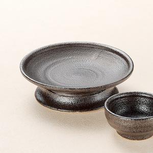 和食器 黒油滴 高台刺身皿 15.3×4.5cm うつわ 陶器 おしゃれ おうち　※小鉢は別売りです｜sara-cera