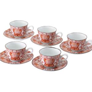 志野焼　北山窯　カップ&ソーサー　5客セット　コーヒーカップ コーヒーカップ 5客セット 志野あかね珈琲碗皿5客揃え 日本製 美濃焼