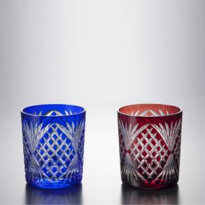 食器 グラス ペア 江戸結び菱紋 切子 焼酎 水割り ウイスキー