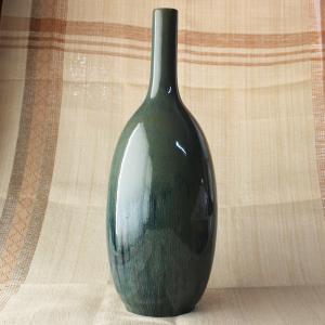 花瓶 難あり 貫入入っています 花器 フラワーベース 陶磁器 エメラルド