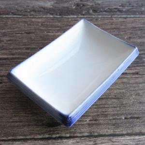 小皿 8.2cm 和食器 醤油皿 淡いブルー お刺身 珍味 漬物皿 たれ皿 タレ皿 しょうゆ皿 薬味皿 小皿 小付け / 渕呉須 縞模様 千代口