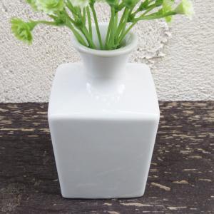 一輪挿し 花瓶 陶器 ミニ 白 四角 インテリ...の詳細画像1