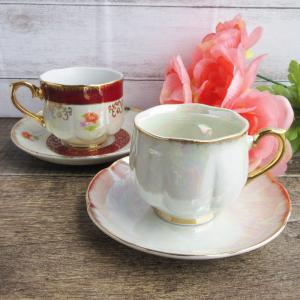 ラスター加工 カップ＆ソーサー（2種選択）/ 昭和レトロ