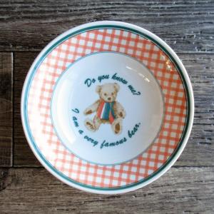 大皿 丸皿 プレート 食器 クマ ギンガムチェック くま柄 韓国食器風