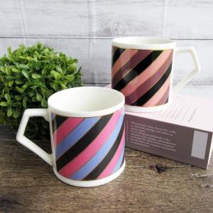 マグカップ 280cc 食器 マグ 昭和レトロ 斜めストライプ 金線 使いやすい形 レトロかわいい ズッシリ / ストライプ マグカップ（2色選択）