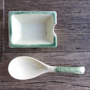 台付レンゲ 四角い台付き レンゲ 陶器のスプー...の詳細画像4