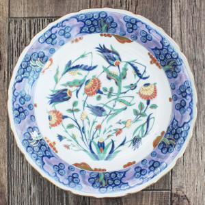 【イズニック陶器】手描き大皿／トルコ伝統文様／花模様 イズニック陶器】手描き大皿／トルコ伝統文様／花模様 イズニック陶器
