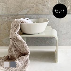 アクリル製のおしゃれなバスチェアとボウルのセット［セット●b2c