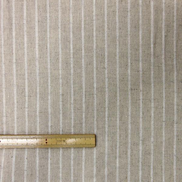 先染ハーフリネン（5545-12）ストライプ柄（生成）　生地巾110cm 数量1（50cm）450円...