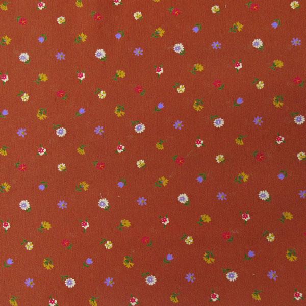 ポリエステル合繊生地（75744）ピーチスキン　小花柄pt（ブラウン）　生地巾112cm　数量1（5...