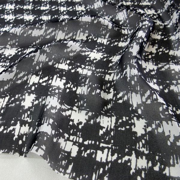 シルク混 ジョーゼット生地（YEX632）格子調プリント　生地巾135cm　数量1（50cm）390...