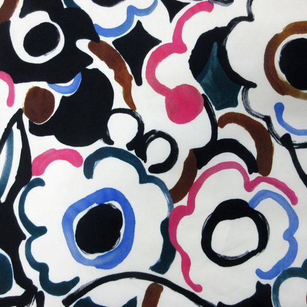 ポリエステル二層生地（HT19461）ペイント花柄プリント　生地巾145cm　数量1（50cm）50...