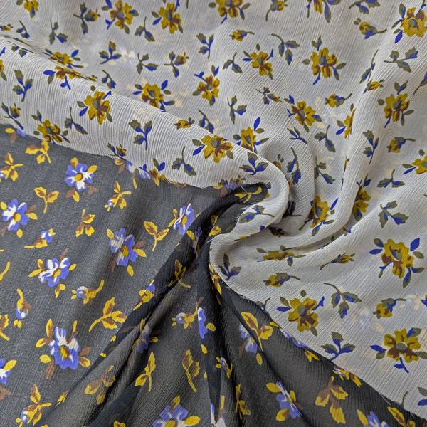 PE100％シホン楊柳ジョーゼット生地（64330）花柄プリント  生地巾110cm 数量1（50c...