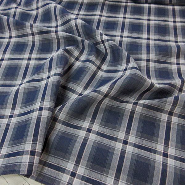 広巾 T/C80ローン生地（7027）先染チェック/ネイビーグレー   生地巾145cm巾　数量1（...