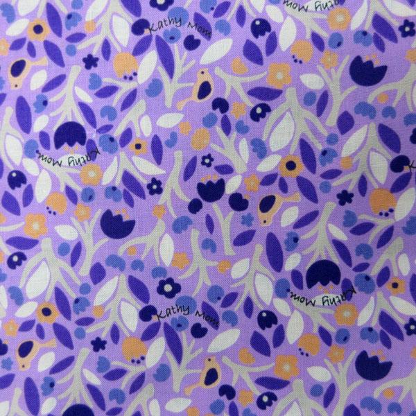 【キャシー洋輔】綿100%シャーティング生地（2343）フローラ（パープル）　  生地巾110cm ...