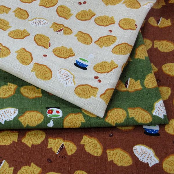 綿和柄PTドビー織生地（AP55109-1）和物語（たい焼き）生地巾110cm   数量1（50cm...