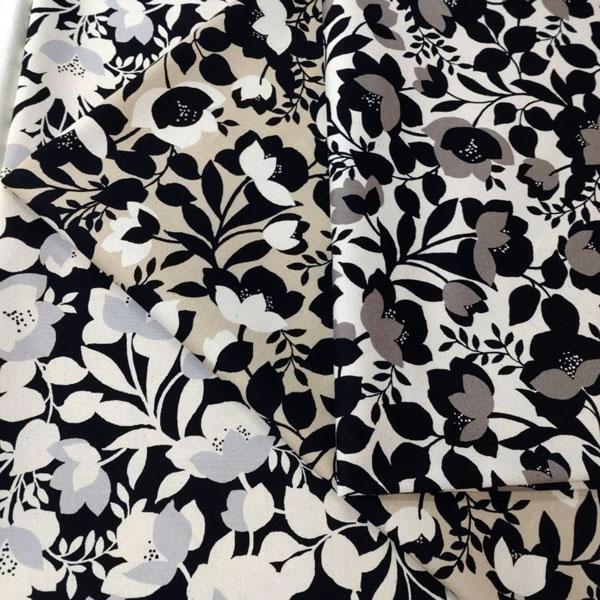 【特価価格商品】綿オックスフォード見晒PT生地（850550）ワルツ/モノトーンフラワー柄　112c...