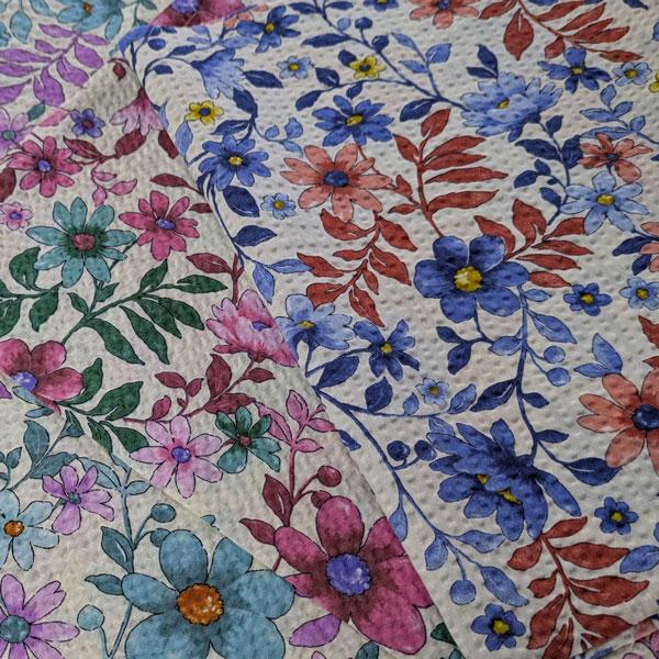 綿リップル・ダイレクトワッフル（M9902-1）　花柄pt　生地巾110cm  数量1（50cm）4...