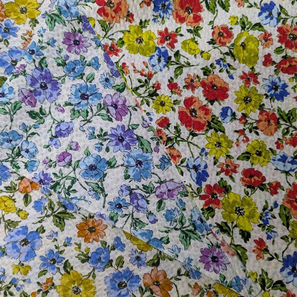 綿リップル・ダイレクトワッフル（M9902-7）　花柄pt　生地巾110cm  数量1（50cm）4...