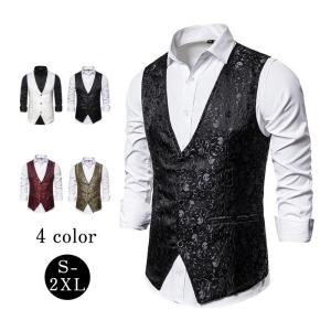 スーツベスト メンズ 袖なし スリム 結婚式ベスト