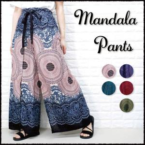 ガウチョパンツ ワイドパンツ 巻きスカート レディース エスニック タイパンツ リゾート アジアン 夏 ボトムス ゆったり ウエストリボン スリット