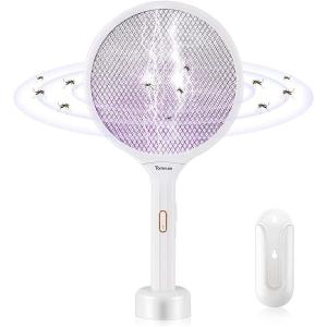 電撃殺虫ラケット 蚊取りラケット 3500V高電圧 3層安全ネット 二重安全スイッチ 殺虫器 壁掛け ベース ハンド持ち電撃殺虫器 1200MAHの大容量電池式
