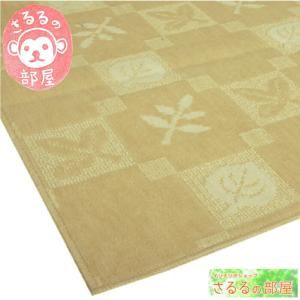 リーフ柄 江戸間2畳 ベージュ色 日本製／不織布貼／明るくかわいい柄のカーペット