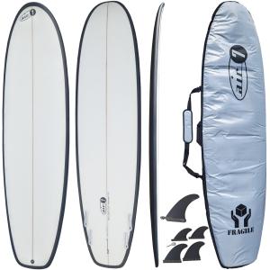 244cm カーボン ロングボード 8ft x 23in surfboard ハードケース付き 5枚フィン付き サーフボード セット (8ft x 23in x 3.2 in) Vol. 77L