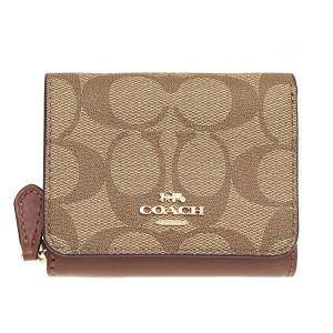 コーチ COACH  レディース 財布 三つ折り財布 F07331 シグネチャー レザー スモール トライフォールド ウォレット カーキ×サドル2