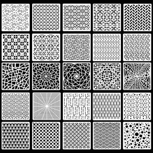 Rolin Roly 透かし彫り 幾何学 透かし 15 x 15 cm 製図用 25種類 テンプレート DIYスクラップ ステンシルシート 教育用 絵