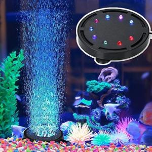 水族館エアストーン 気泡ライト アクアリウムライト 多色LED水槽ライト エアーポンプ 熱帯魚ライト 水槽用空気石 酸素補給 水槽装飾 気泡盤 吸盤式