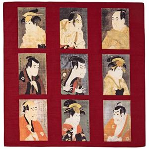 丸全 和雑貨 綿風呂敷 写楽 エンジ 50×50cm